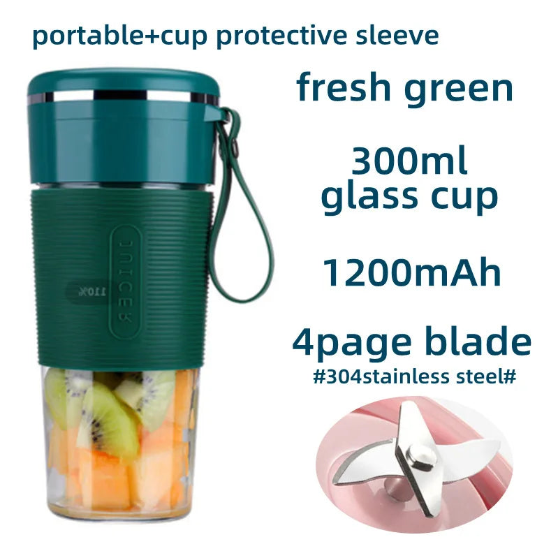 Licuadora portátil inalámbrica recargable por Usb, mezclador de jugo de frutas, máquina exprimidora eléctrica, taza de vidrio